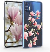 kwmobile telefoonhoesje voor Motorola Moto G9 Plus - Hoesje voor smartphone in poederroze / wit / transparant - Magnolia design