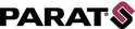 PARAT logo in zwart met roze/bruin logo.