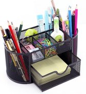 bureau organisator pennenbak - ZINAPS Desk Set Mesh Specifieke Caddy Desk Organizer set Office Tidy Organizer Metal Pencil Pot Potlood (zwart)