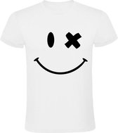 Smiley Heren t-shirt | emoticon | glimlach | blij | vrolijk | knipoog | Wit