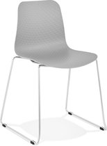 Alterego Moderne stoel 'EXPO' van grijs kunststof met verchroomd metalen voeten