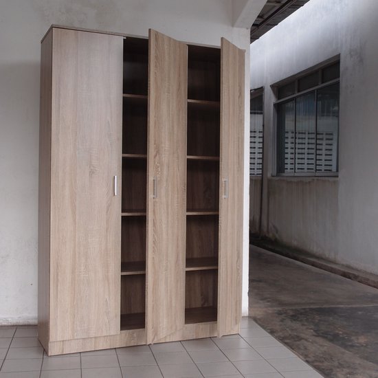 Opbergkast Ray 120cm met 3 deuren en 4 legplanken - sonoma eik