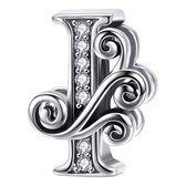 Tracelet - Zilveren bedels - Bedel sierletter I | Zilveren alfabet bedels | Ook geschikt voor Pandora | 925 Sterling Zilver - Pandora compatible - 925 Zilver Certificaat - In Leuke