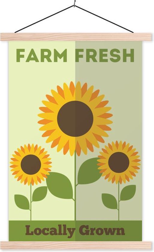 Citation Farm Fresh Avec Tournesols Sur Fond Vert Affiche Textielposter Lattes Bol Com