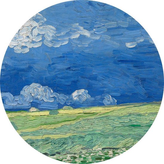 Wheatfield under Thunderclouds, Vincent van Gogh - Photo sur papier peint Circle - ⌀ 40 cm