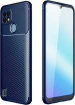 Voor OPPO Realme C21 koolstofvezeltextuur schokbestendig TPU-hoesje (blauw)