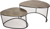 Lux - salontafel - goud - aluminium -90x70x50 - set van 2