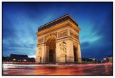 Arc de Triomphe bij blauwe avondgloed in Parijs  - Foto op Akoestisch paneel - 150 x 100 cm