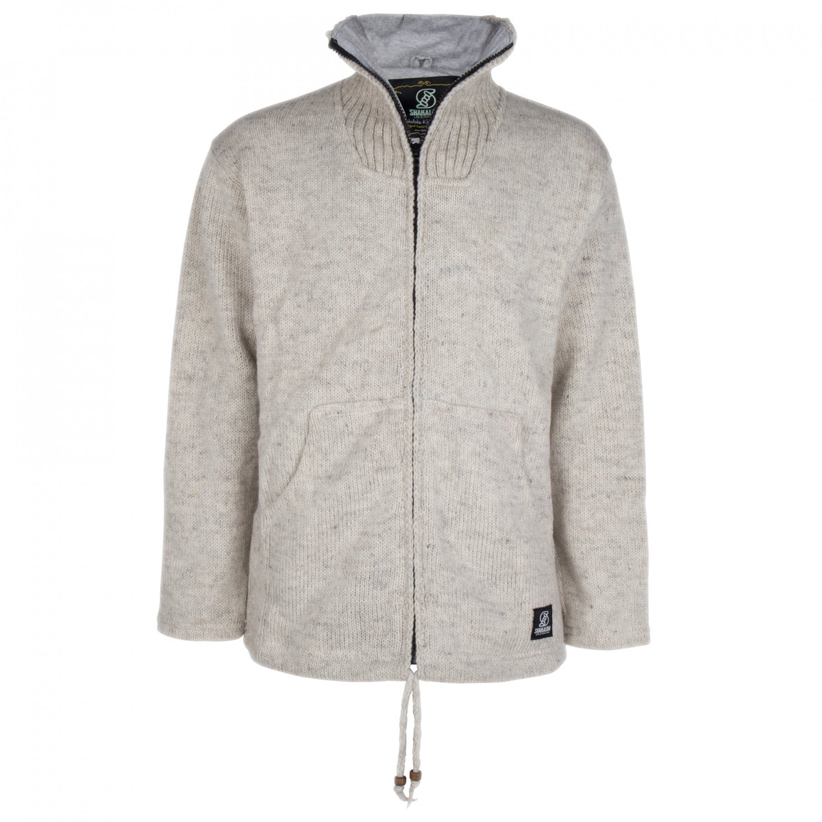 Gebreid Wollen Heren/Uni Vest van Schapenwol met Katoenen Voering en hoge kraag SHAKALOHA M Flyer Collar 3XL Beige