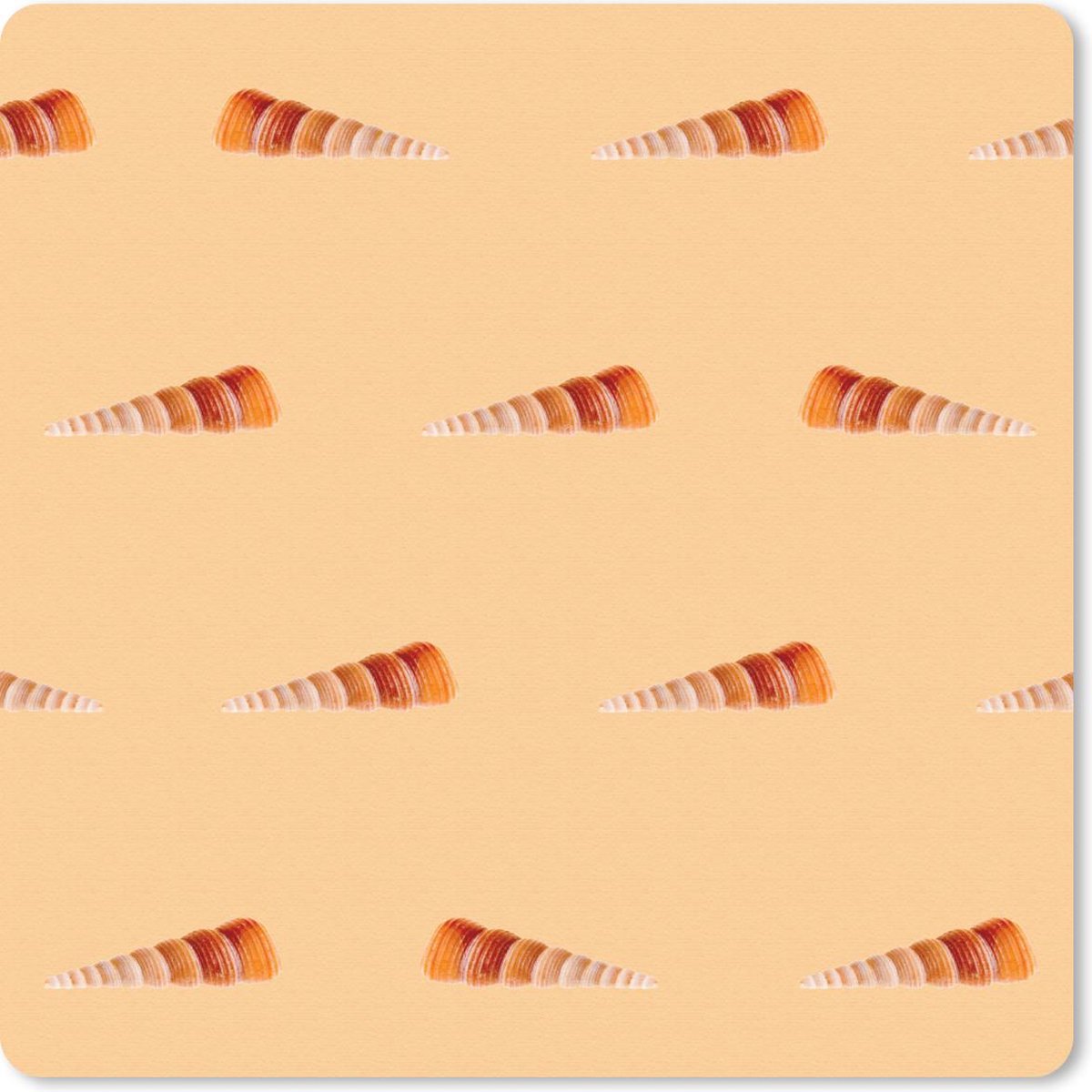 Muismat 30x30 cm - Mousepad Schelpen - Patronen - Oranje - Muismatten