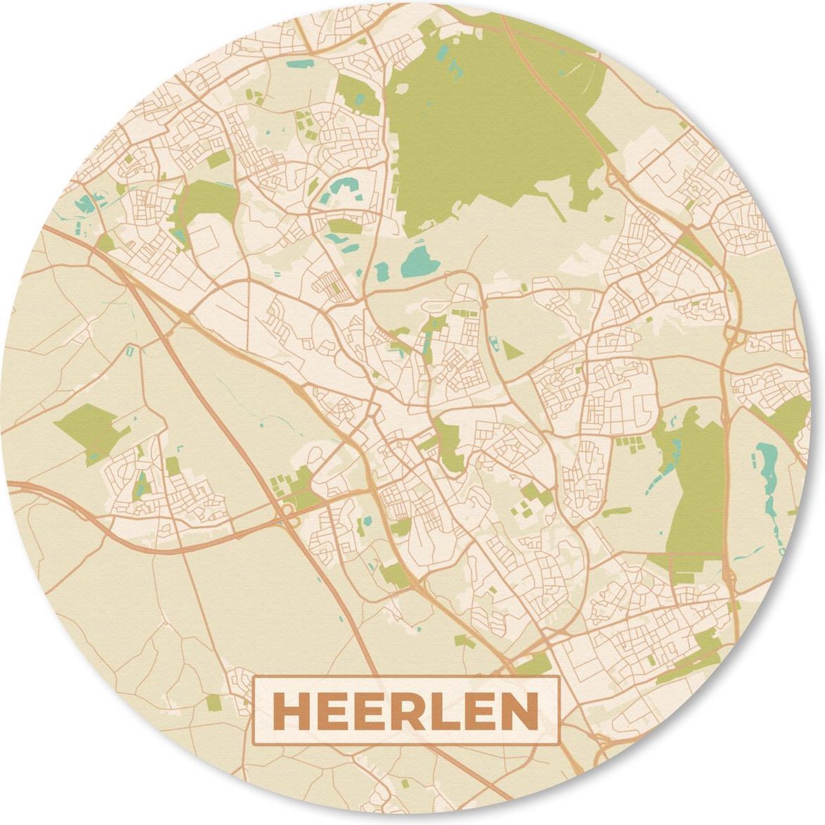 Muismat rond 20x20 cm - Mousepad Kaart - Heerlen - Vintage - Ronde muismatten