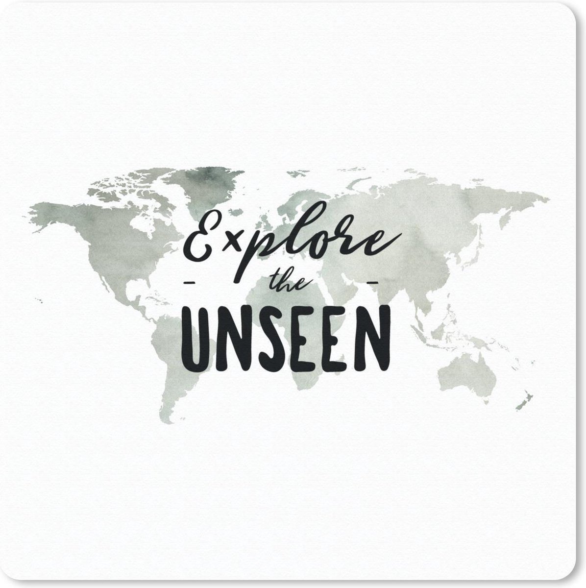 Muismat 30x30 cm - Mousepad Wereldkaart - Waterverf - Quote - Muismatten