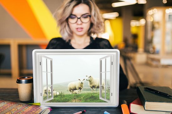 Sticker pour ordinateur portable - 15,6 pouces - Transparent - Herbe - Mouton