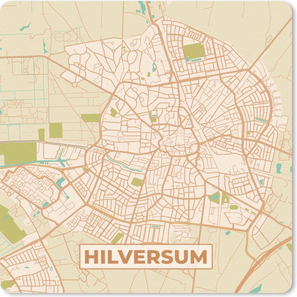 Muismat 30x30 cm - Mousepad Kaart - Hilversum - Vintage - Muismatten