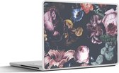 Laptop sticker - 10.1 inch - Bloemen - Oranje - Roze - 25x18cm - Laptopstickers - Laptop skin - Cover