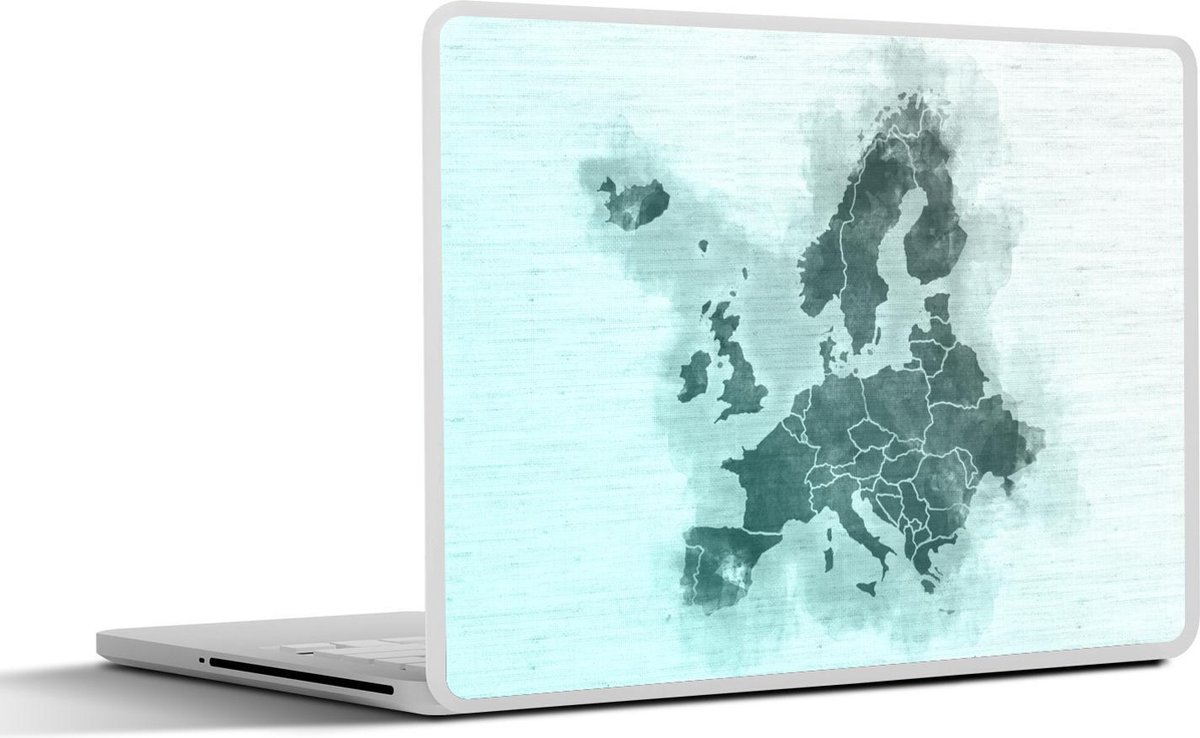 Laptop sticker - 14 inch - Kaart - Europa - Groen - 32x5x23x5cm - Laptopstickers - Laptop skin - Cover