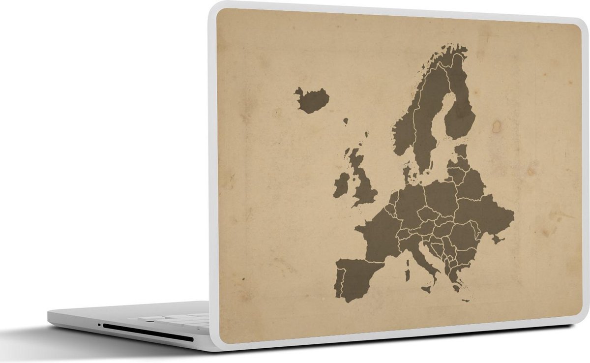 Laptop sticker - 13.3 inch - Kaart - Europa - Bruin - 31x22,5cm - Laptopstickers - Laptop skin - Cover