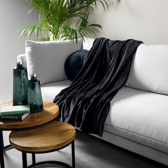 Dutch Decor - HARVEY - Plaid 150x200 cm - superzachte deken van fleece - Raven - zwart