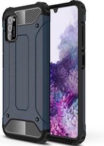 Voor Samsung Galaxy A02s Amerikaanse versie Magic Armor TPU + pc-combinatiehoes (marineblauw)
