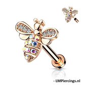 Piercing micro Bij rose goud kleur 6mm