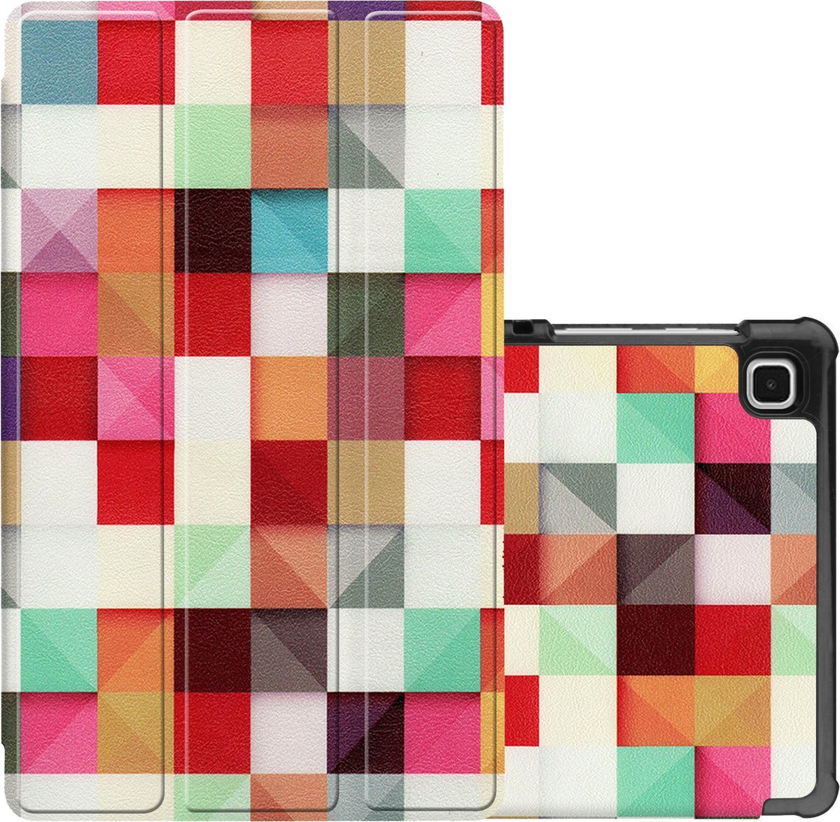Hoes - Geschikt voor Samsung Galaxy Tab A7 Lite - Dun & Stevig - Trifold Bookcase - Hard Cover - Hardcover Book Case - Tablet Hoesje - Blokken