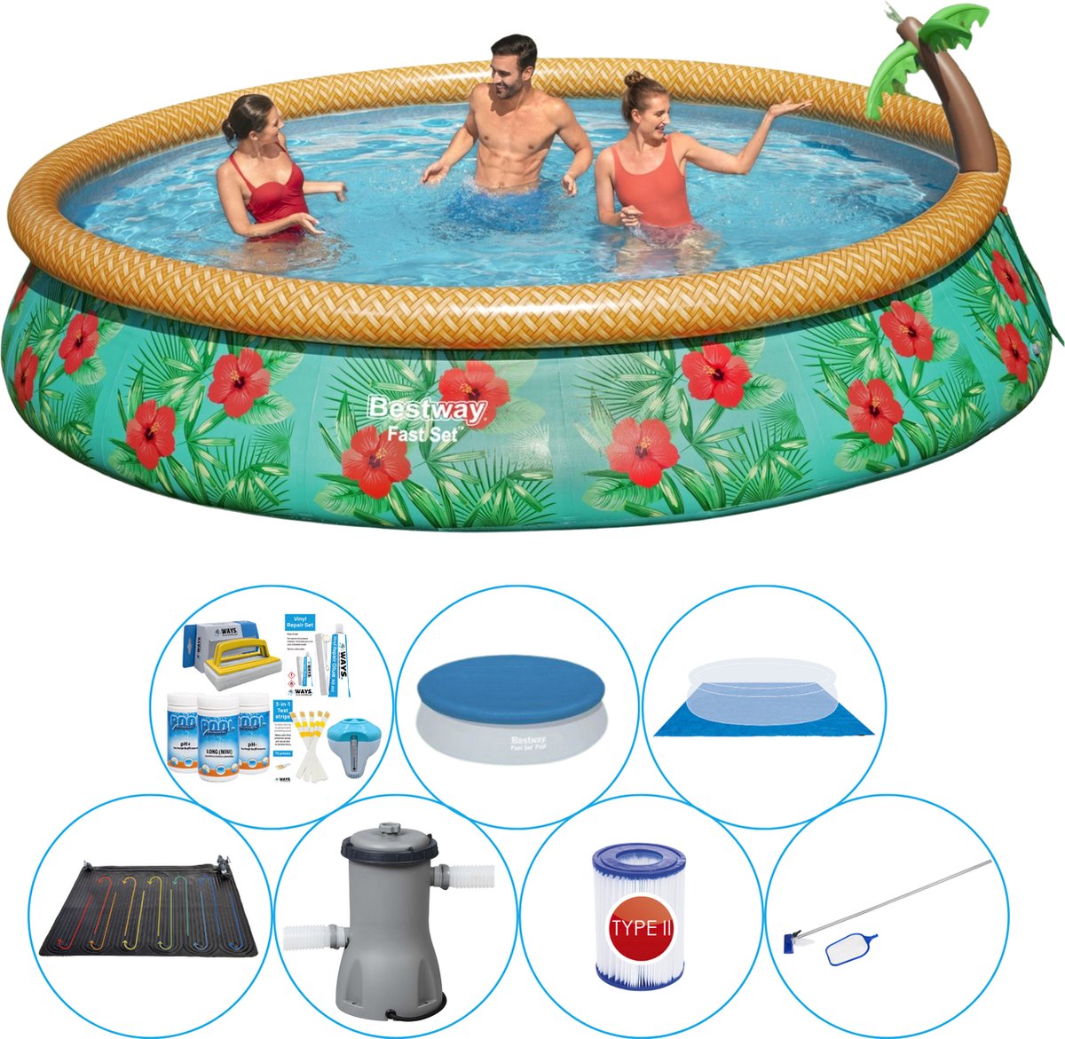 Fast Set Paradijs Bloemen Rond 457x84 cm - Zwembad Met Accessoires