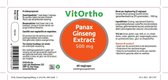 Vitortho Panax Ginseng Extract 500 mg 60 vegacapsules