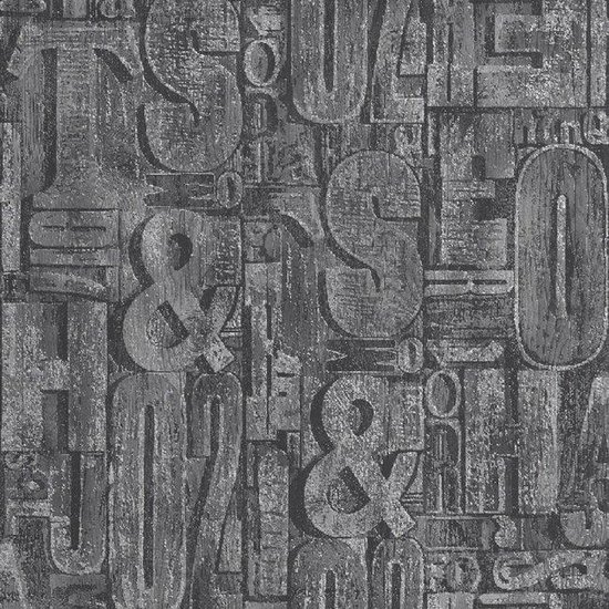 Dutch Wallcoverings - Behang letters grijs