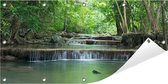 Tuinposter Waterval 100 x 50 cm incl. Metalen ringen - (Buitenposter - Tuindoek - Buitencanvas - Schilderijen voor buiten - tuin decoratie)