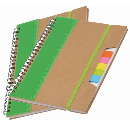 Pakket van 2x stuks schoolschriften/collegeblokken A5 - groen - Notitieboeken