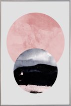 JUNIQE - Poster met kunststof lijst Minimalism 31 -40x60 /Grijs & Roze
