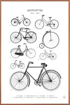 JUNIQE - Poster met kunststof lijst Bicyclettes -40x60 /Wit & Zwart