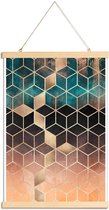 JUNIQE - Posterhanger Ombre Dream Cubes -30x45 /Oranje & Roze