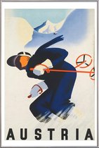 JUNIQE - Poster met kunststof lijst Vintage Oostenrijk skiën -40x60