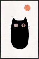 JUNIQE - Poster met kunststof lijst Meow -13x18 /Wit & Zwart