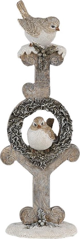 Clayre & Eef Figurine Oiseau 8x5x24 cm Gris Polyrésine Accessoires de maison