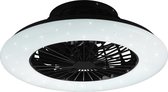 LED Plafondlamp met Ventilator - Plafondventilator - Torna Romina - 30W - Aanpasbare Kleur - Afstandsbediening - Dimbaar - Rond - Mat Zwart - Kunststof