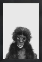 JUNIQE - Poster in houten lijst Bonobo Classic -30x45 /Wit & Zwart