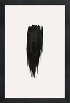 JUNIQE - Poster met houten lijst Brushstroke III -13x18 /Ivoor & Zwart