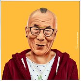 JUNIQE - Poster met kunststof lijst Dalai Lama -30x30 /Kleurrijk