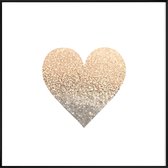 JUNIQE - Poster met kunststof lijst Gold Heart -50x50 /Geel & Wit