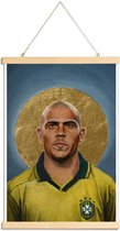 JUNIQE - Posterhanger Football Icon - Ronaldo -30x45 /Blauw & Bruin