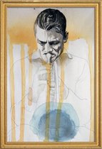 JUNIQE - Poster met houten lijst Chet Baker -40x60 /Geel & Grijs