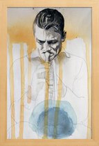 JUNIQE - Poster met houten lijst Chet Baker -13x18 /Geel & Grijs