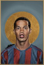 JUNIQE - Poster met kunststof lijst Football Icon - Ronaldinho -30x45