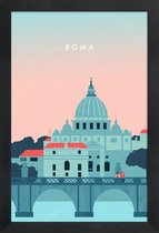 JUNIQE - Poster in houten lijst Rome - retro -30x45 /Roze & Turkoois