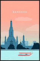 JUNIQE - Poster in kunststof lijst Bangkok - retro -40x60 /Roze &