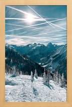 JUNIQE - Poster in houten lijst Austrian Alps in Winter -30x45 /Blauw