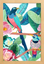 JUNIQE - Poster in houten lijst Birds -30x45 /Groen & Roze
