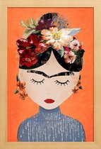 JUNIQE - Poster in houten lijst Frida Orange -30x45 /Oranje